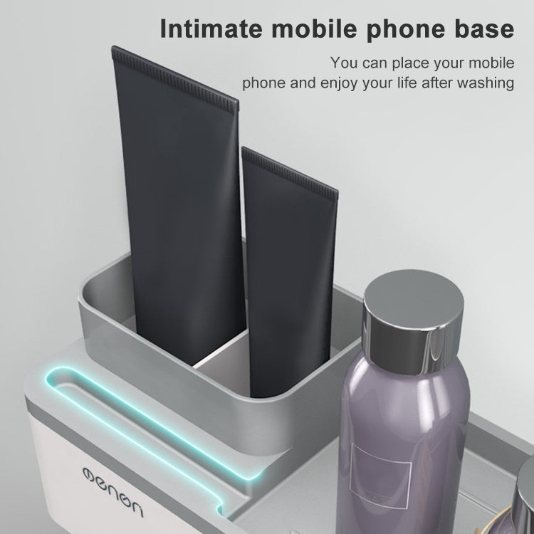 ELECTROPRIME Free Punching Toothbrush Holder Set Bathroom Shelf, Style:2 Cups(Gray)