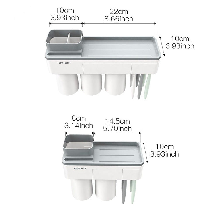 ELECTROPRIME Free Punching Toothbrush Holder Set Bathroom Shelf, Style:3 Cups(Green)