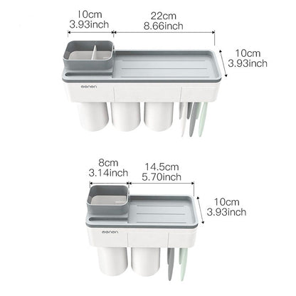 ELECTROPRIME Free Punching Toothbrush Holder Set Bathroom Shelf, Style:3 Cups(Green)