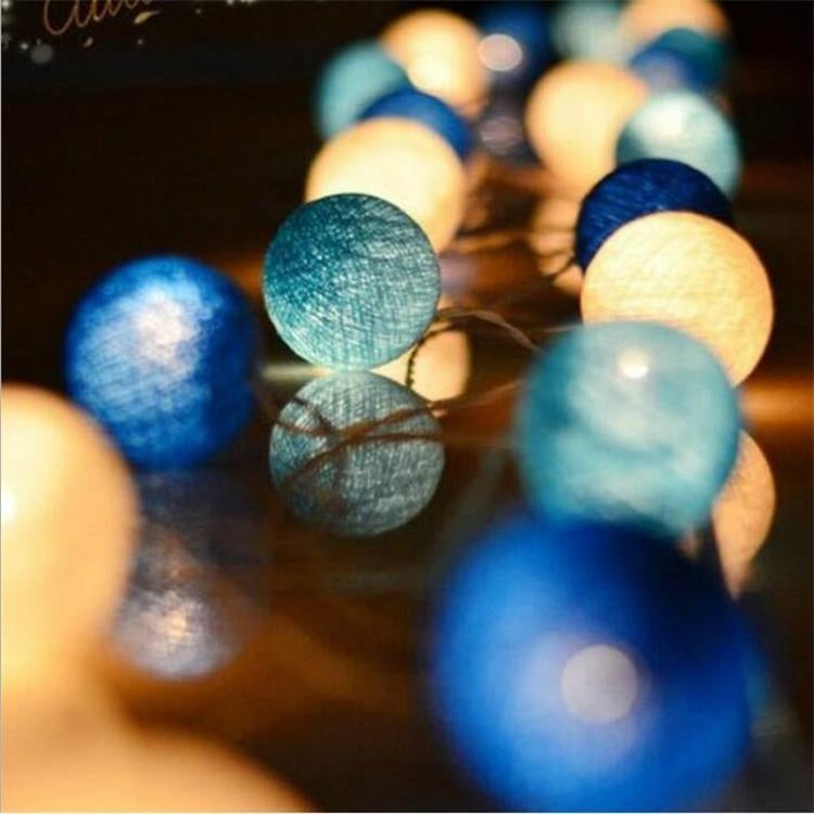 ELECTROPRIME 3M 20 Leds Cotton Ball Light String Holiday Wedding Christmas Party Bedroom Fairy Lights Outdoor LED Light Garland Decoration, Power Suupply: EU Plug(Blue)