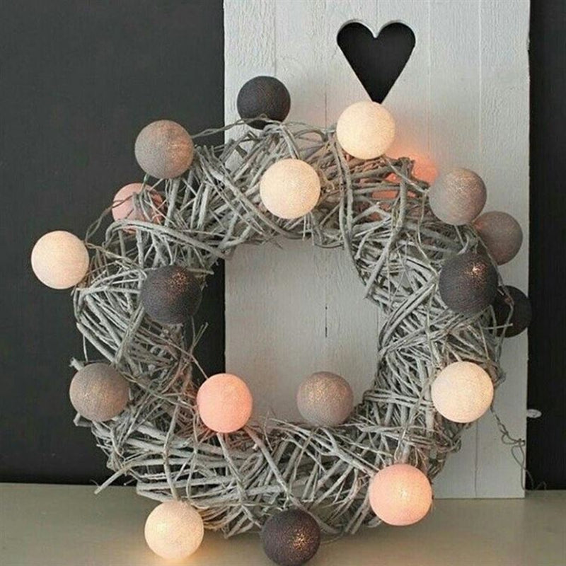ELECTROPRIME 3M 20 Leds Cotton Ball Light String Holiday Wedding Christmas Party Bedroom Fairy Lights Outdoor LED Light Garland Decoration, Power Suupply: EU Plug(Grey)