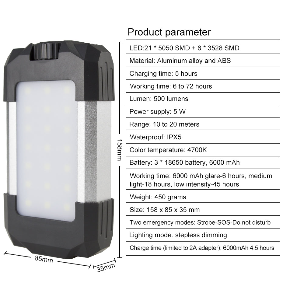 ELECTROPRIME Camping Tent Light Outdoor Rechargeable Portable USB Camping Lantern