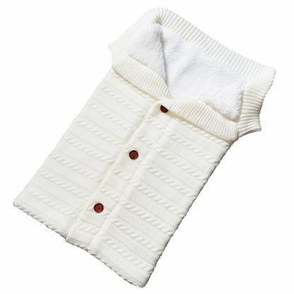 ELECTROPRIME Warm Soft Cotton Knitting Envelope Newborn Baby Sleeping Bag(White)