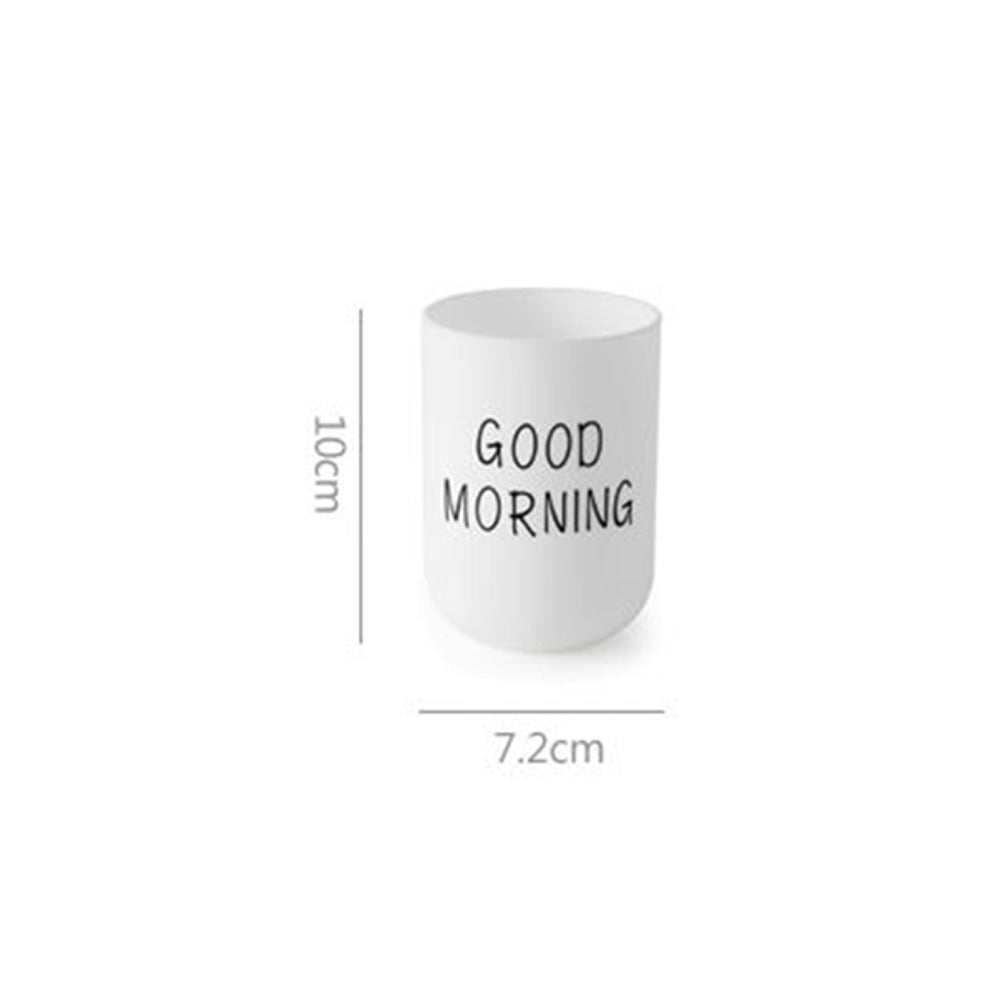 ELECTROPRIME Simple Cute Brushing Cup Couple Plastic Mouthwash Cup, Pattern:Word(Dark Green)