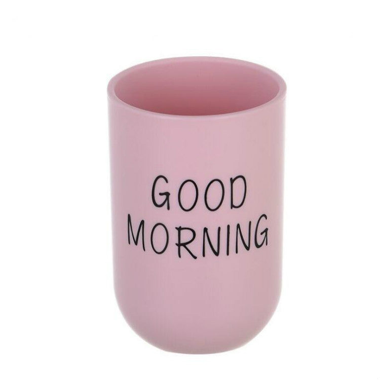 ELECTROPRIME Simple Cute Brushing Cup Couple Plastic Mouthwash Cup, Pattern:Word(Pink)