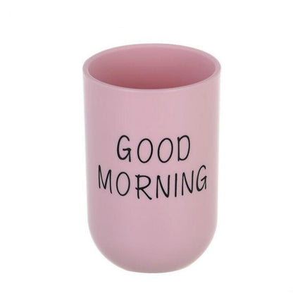 ELECTROPRIME Simple Cute Brushing Cup Couple Plastic Mouthwash Cup, Pattern:Word(Pink)