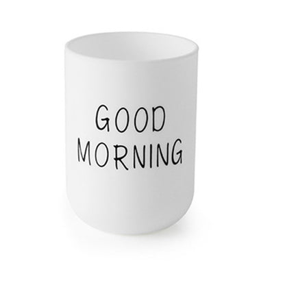 ELECTROPRIME Simple Cute Brushing Cup Couple Plastic Mouthwash Cup, Pattern:Word(White)