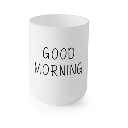 ELECTROPRIME Simple Cute Brushing Cup Couple Plastic Mouthwash Cup, Pattern:Word(White)