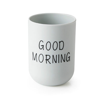 ELECTROPRIME Simple Cute Brushing Cup Couple Plastic Mouthwash Cup, Pattern:Word(Gray-blue)