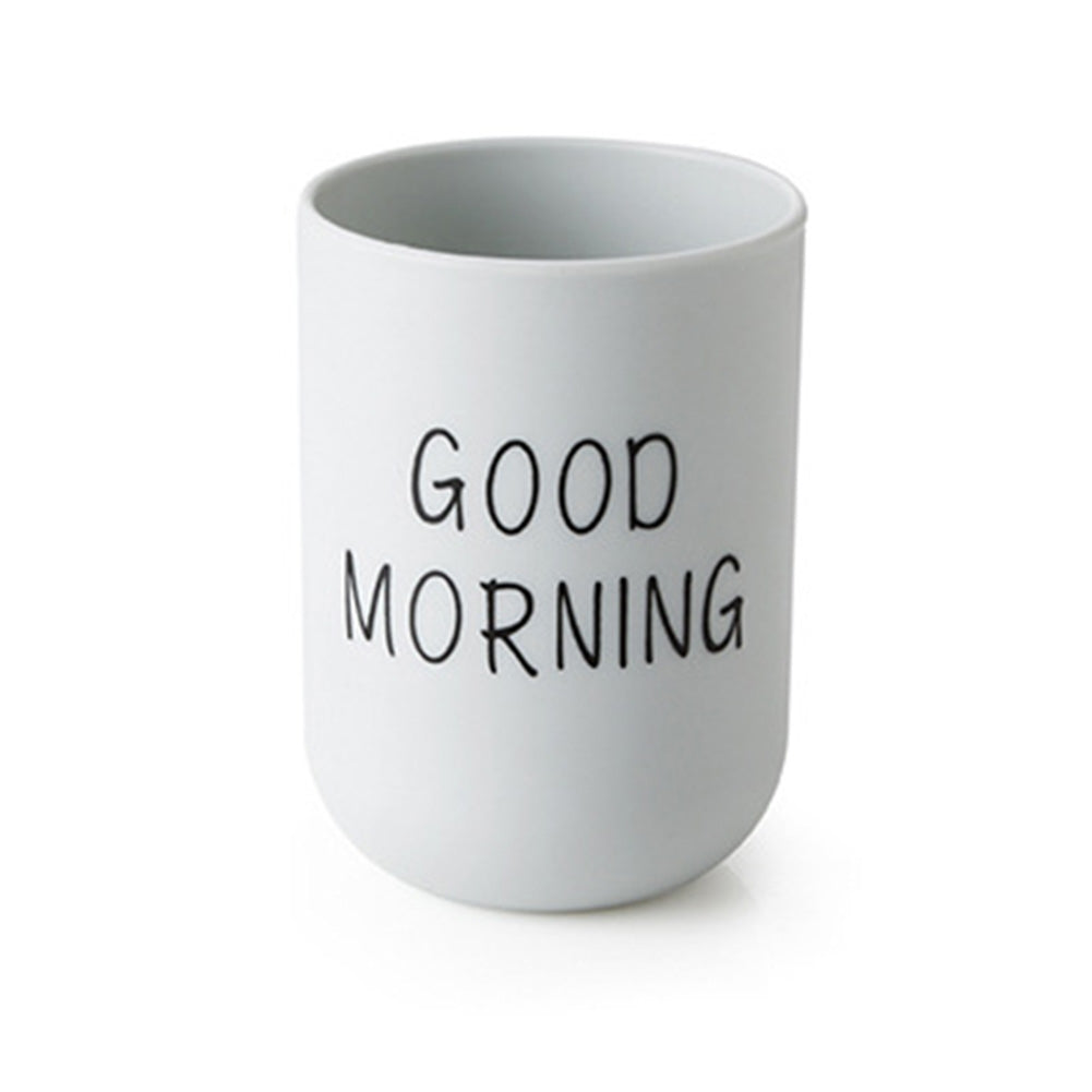 ELECTROPRIME Simple Cute Brushing Cup Couple Plastic Mouthwash Cup, Pattern:Word(Gray-blue)