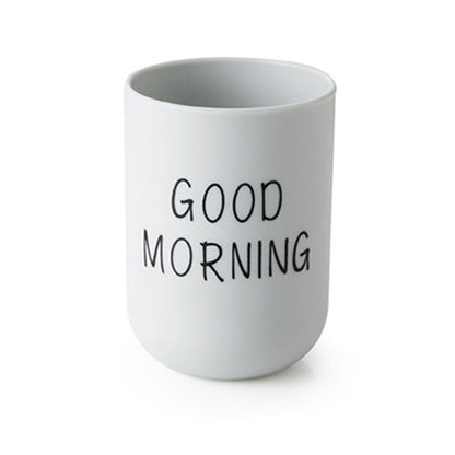 ELECTROPRIME Simple Cute Brushing Cup Couple Plastic Mouthwash Cup, Pattern:Word(Gray-blue)
