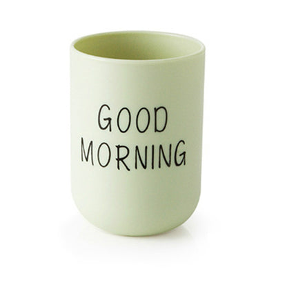 ELECTROPRIME Simple Cute Brushing Cup Couple Plastic Mouthwash Cup, Pattern:Word(Light green)