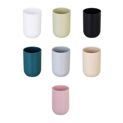 ELECTROPRIME Simple Cute Brushing Cup Couple Plastic Mouthwash Cup, Pattern:Pure Color(Light khaki)
