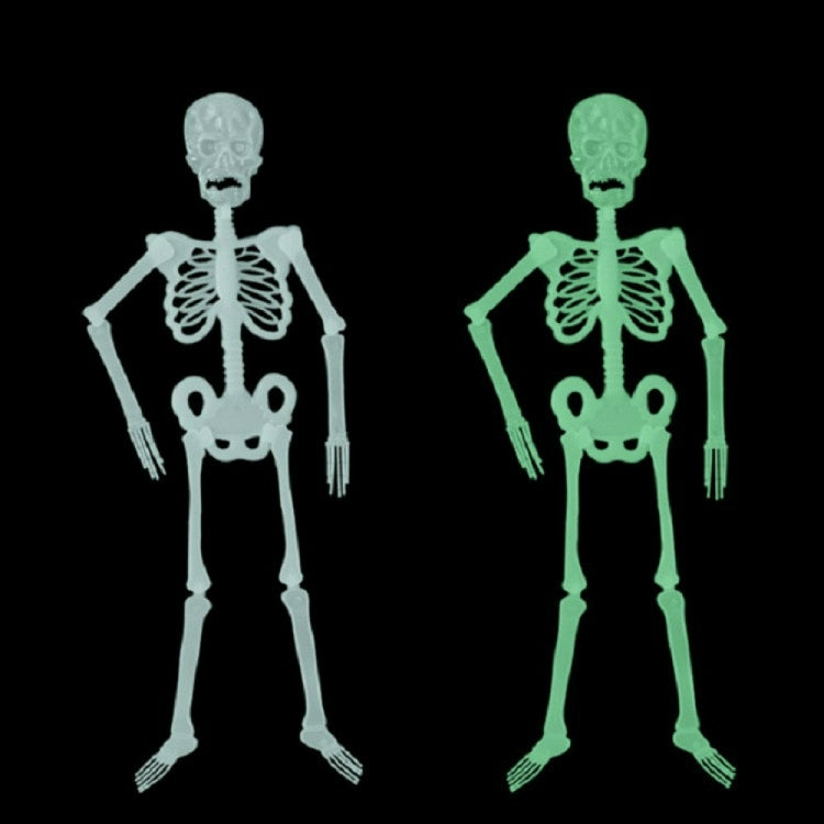 ELECTROPRIME Luminous Skeleton Halloween Activity Props Bar Haunted House Decoration Supplies Fluorescent Skeleton, Size:Medium(90cm)