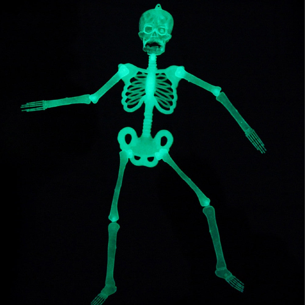 ELECTROPRIME Luminous Skeleton Halloween Activity Props Bar Haunted House Decoration Supplies Fluorescent Skeleton, Size:Medium(90cm)