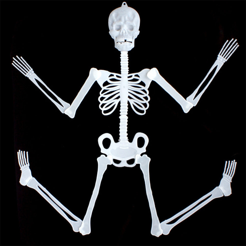 ELECTROPRIME Luminous Skeleton Halloween Activity Props Bar Haunted House Decoration Supplies Fluorescent Skeleton, Size:Medium(90cm)