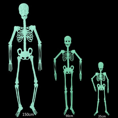 ELECTROPRIME Luminous Skeleton Halloween Activity Props Bar Haunted House Decoration Supplies Fluorescent Skeleton, Size:Medium(90cm)