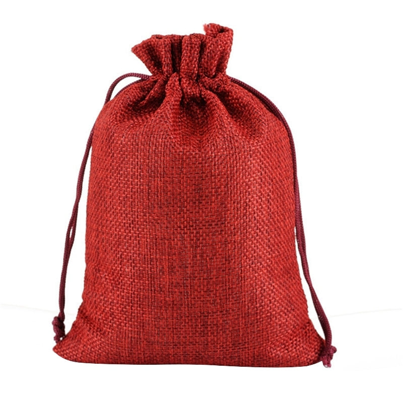 ELECTROPRIME 50 PCS Multi size Linen Jute Drawstring Gift Bags Sacks Wedding Birthday Party Favors Drawstring Gift Bags, Size:7x9cm(Red)