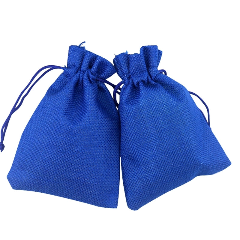 ELECTROPRIME 50 PCS Multi size Linen Jute Drawstring Gift Bags Sacks Wedding Birthday Party Favors Drawstring Gift Bags, Size:9x12cm(Royal Blue)