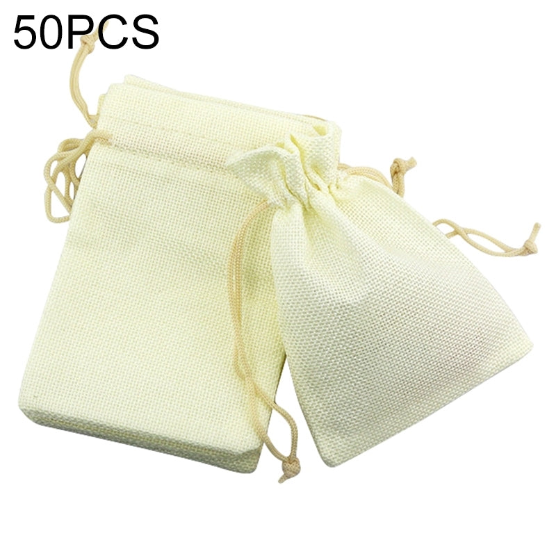 ELECTROPRIME 50 PCS Multi size Linen Jute Drawstring Gift Bags Sacks Wedding Birthday Party Favors Drawstring Gift Bags, Size:9x12cm(Beige)