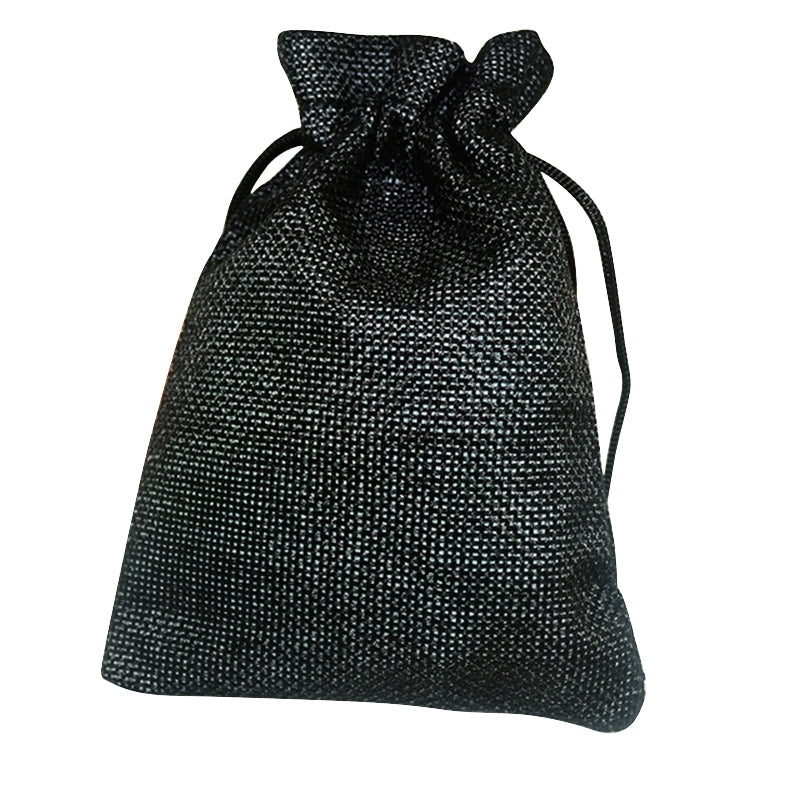 ELECTROPRIME 50 PCS Multi size Linen Jute Drawstring Gift Bags Sacks Wedding Birthday Party Favors Drawstring Gift Bags, Size:9x12cm(Black)
