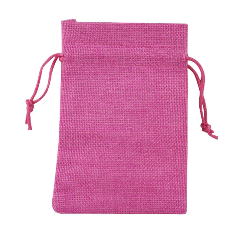 ELECTROPRIME 50 PCS Multi size Linen Jute Drawstring Gift Bags Sacks Wedding Birthday Party Favors Drawstring Gift Bags, Size:9x12cm(Rose Red)