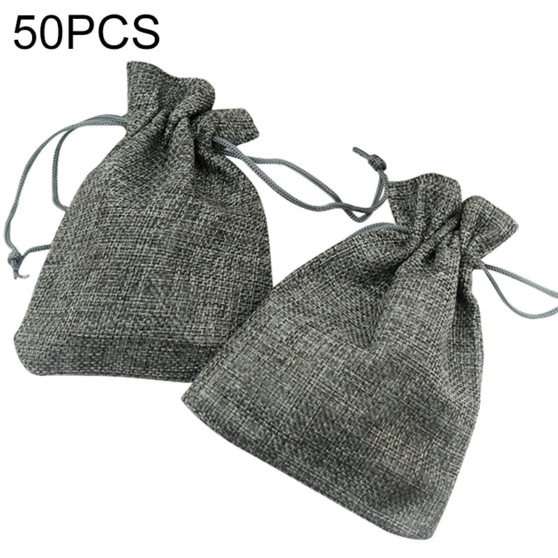 ELECTROPRIME 50 PCS Multi size Linen Jute Drawstring Gift Bags Sacks Wedding Birthday Party Favors Drawstring Gift Bags, Size:9x12cm(Gray)