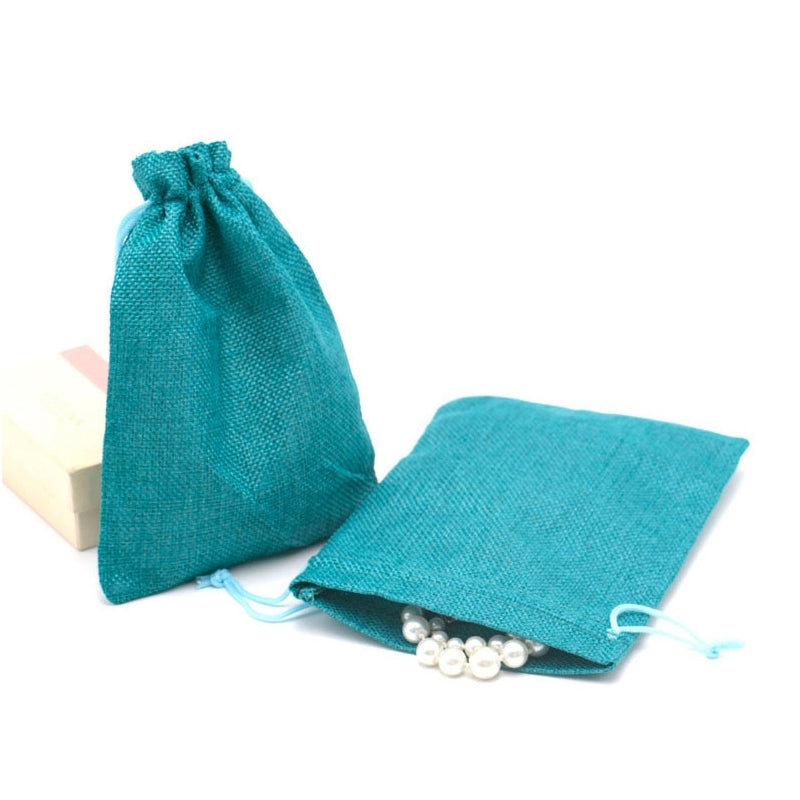 ELECTROPRIME 50 PCS Multi size Linen Jute Drawstring Gift Bags Sacks Wedding Birthday Party Favors Drawstring Gift Bags, Size:9x12cm(Gray)