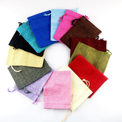 ELECTROPRIME 50 PCS Multi size Linen Jute Drawstring Gift Bags Sacks Wedding Birthday Party Favors Drawstring Gift Bags, Size:9x12cm(Gray)