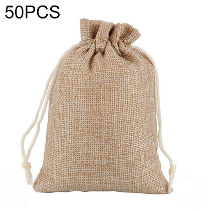 ELECTROPRIME 50 PCS Multi size Linen Jute Drawstring Gift Bags Sacks Wedding Birthday Party Favors Drawstring Gift Bags, Size:9x12cm(Linen Color)