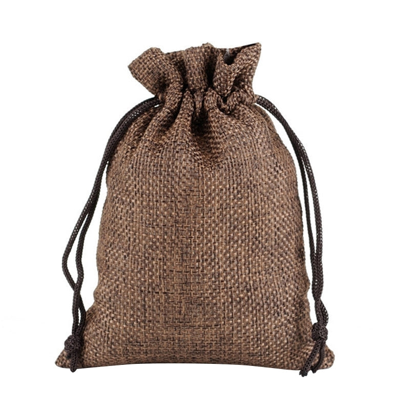 ELECTROPRIME 50 PCS Multi size Linen Jute Drawstring Gift Bags Sacks Wedding Birthday Party Favors Drawstring Gift Bags, Size:9x12cm(Coffee)