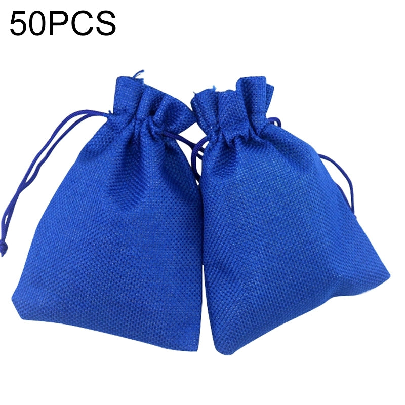 ELECTROPRIME 50 PCS Multi size Linen Jute Drawstring Gift Bags Sacks Wedding Birthday Party Favors Drawstring Gift Bags, Size:13x18cm(Royal Blue)