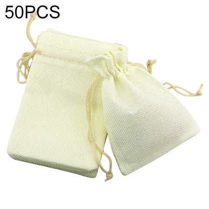 ELECTROPRIME 50 PCS Multi size Linen Jute Drawstring Gift Bags Sacks Wedding Birthday Party Favors Drawstring Gift Bags, Size:13x18cm(Beige)