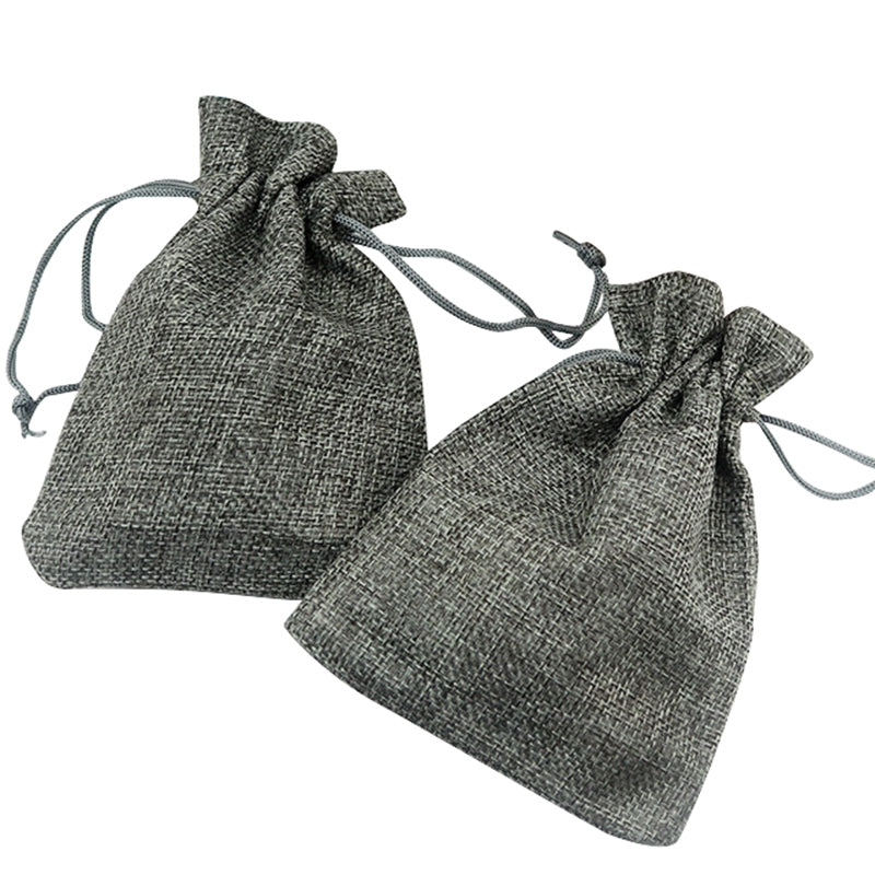ELECTROPRIME 50 PCS Multi size Linen Jute Drawstring Gift Bags Sacks Wedding Birthday Party Favors Drawstring Gift Bags, Size:13x18cm(Gray)