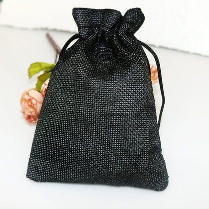 ELECTROPRIME 50 PCS Multi size Linen Jute Drawstring Gift Bags Sacks Wedding Birthday Party Favors Drawstring Gift Bags, Size:15x20cm(Black)
