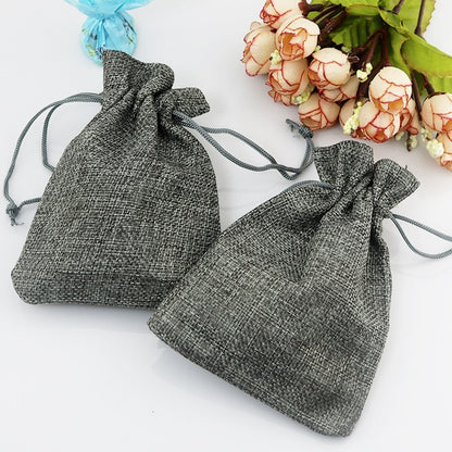 ELECTROPRIME 50 PCS Multi size Linen Jute Drawstring Gift Bags Sacks Wedding Birthday Party Favors Drawstring Gift Bags, Size:15x20cm(Gray)
