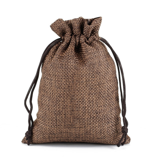 ELECTROPRIME 50 PCS Multi size Linen Jute Drawstring Gift Bags Sacks Wedding Birthday Party Favors Drawstring Gift Bags, Size:15x20cm(Coffee)