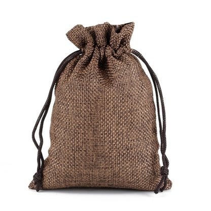 ELECTROPRIME 50 PCS Multi size Linen Jute Drawstring Gift Bags Sacks Wedding Birthday Party Favors Drawstring Gift Bags, Size:15x20cm(Coffee)