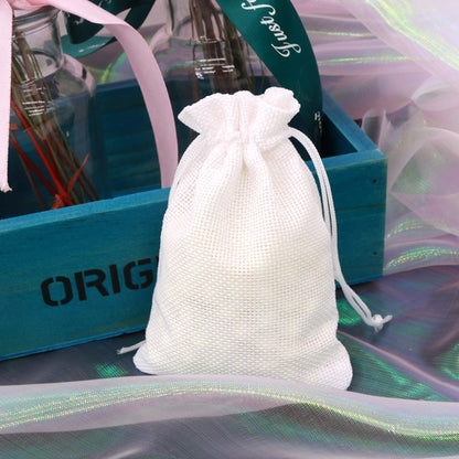 ELECTROPRIME 50 PCS Multi size Linen Jute Drawstring Gift Bags Sacks Wedding Birthday Party Favors Drawstring Gift Bags, Size:20x30cm(White)