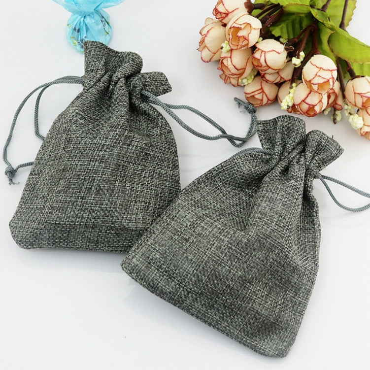 ELECTROPRIME 50 PCS Multi size Linen Jute Drawstring Gift Bags Sacks Wedding Birthday Party Favors Drawstring Gift Bags, Size:20x30cm(Gray)
