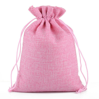 ELECTROPRIME 50 PCS Multi size Linen Jute Drawstring Gift Bags Sacks Wedding Birthday Party Favors Drawstring Gift Bags, Size:20x30cm(Pink)