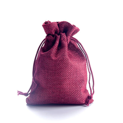 ELECTROPRIME 50 PCS Multi size Linen Jute Drawstring Gift Bags Sacks Wedding Birthday Party Favors Drawstring Gift Bags, Size:20x30cm(Wine Red)