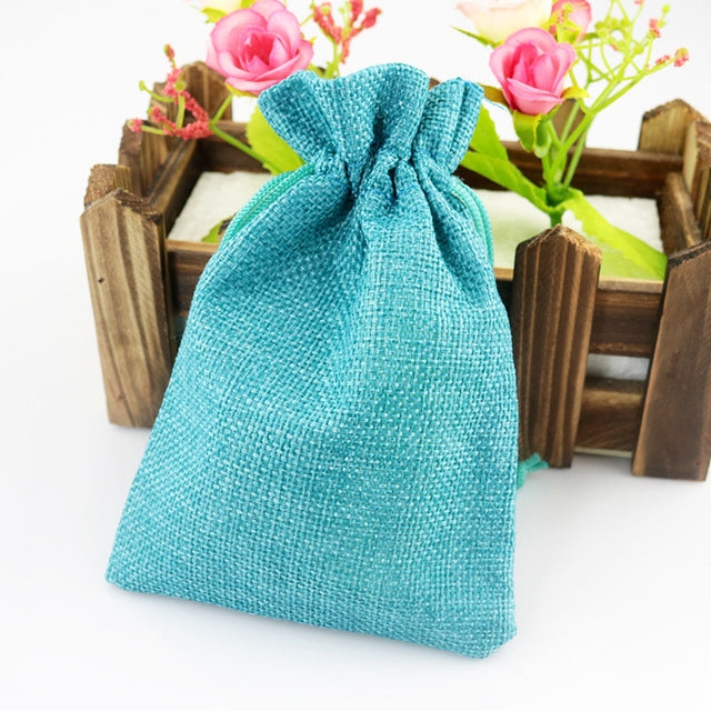 ELECTROPRIME 50 PCS Multi size Linen Jute Drawstring Gift Bags Sacks Wedding Birthday Party Favors Drawstring Gift Bags, Size:20x30cm(Dark Blue)