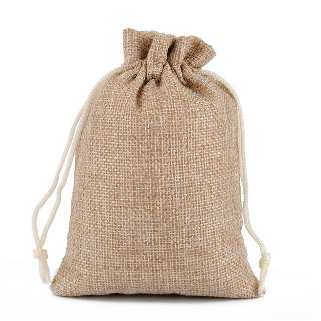 ELECTROPRIME 50 PCS Multi size Linen Jute Drawstring Gift Bags Sacks Wedding Birthday Party Favors Drawstring Gift Bags, Size:20x30cm(Linen Color)