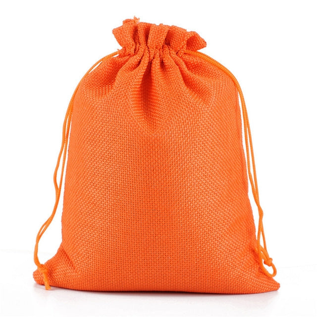 ELECTROPRIME 50 PCS Multi size Linen Jute Drawstring Gift Bags Sacks Wedding Birthday Party Favors Drawstring Gift Bags, Size:20x30cm(Orange)