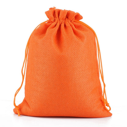 ELECTROPRIME 50 PCS Multi size Linen Jute Drawstring Gift Bags Sacks Wedding Birthday Party Favors Drawstring Gift Bags, Size:20x30cm(Orange)