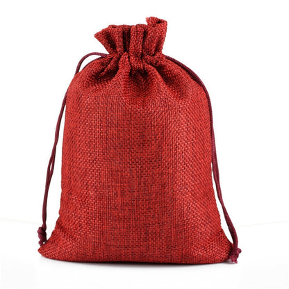 ELECTROPRIME 50 PCS Multi size Linen Jute Drawstring Gift Bags Sacks Wedding Birthday Party Favors Drawstring Gift Bags, Size:20x30cm(Red)