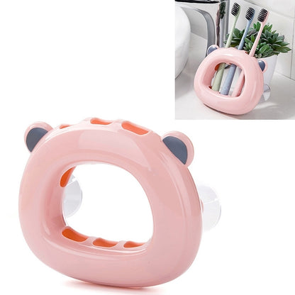 ELECTROPRIME Wall-mounted Bathroom Wall Hanging Rack Creative Couple Suction Cup Toothbrush Shelf Holder(Pink)