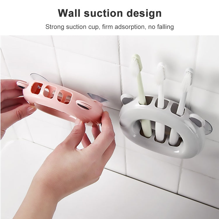 ELECTROPRIME Wall-mounted Bathroom Wall Hanging Rack Creative Couple Suction Cup Toothbrush Shelf Holder(Pink)