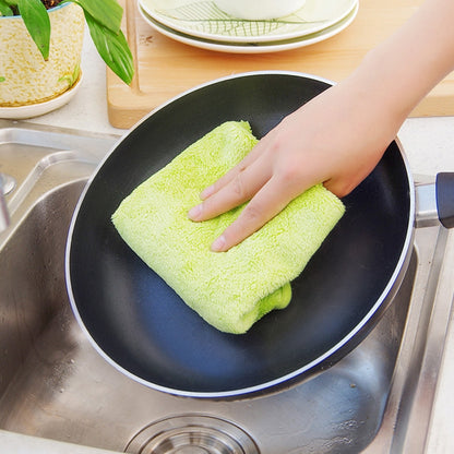 ELECTROPRIME 2 PCS Hangable Thick Coral Fleece Towel Not Oily Dish Cloth(Blue)